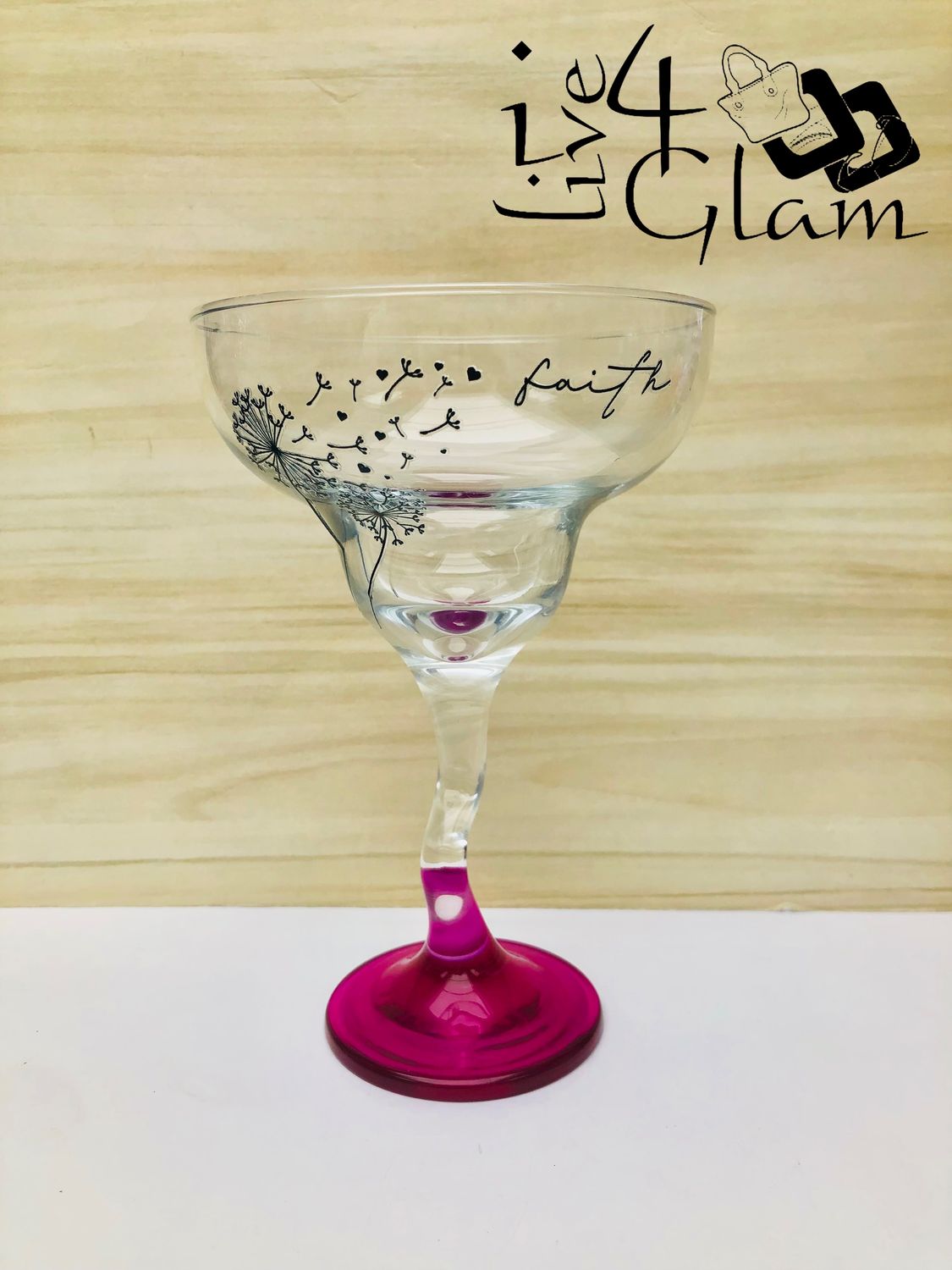 Faith Pink Base Magarita Glass