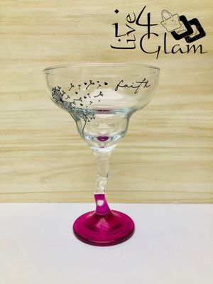 Faith Pink Base Magarita Glass