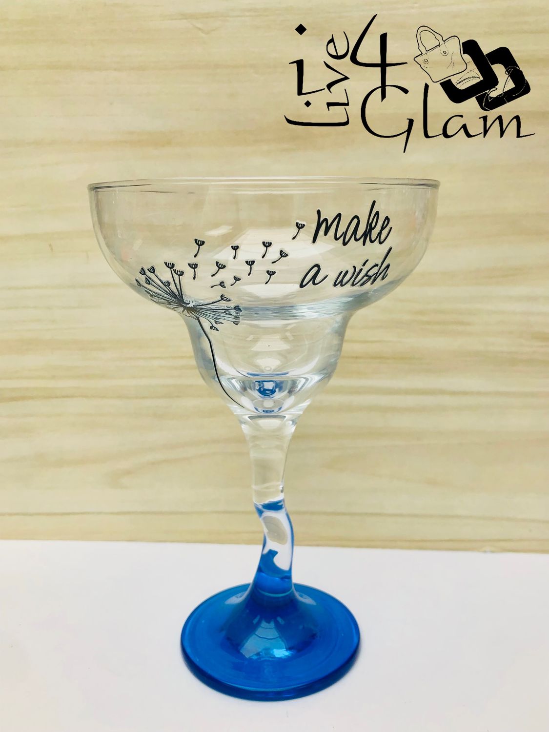Make a Wish Blue Base Magarita Glass