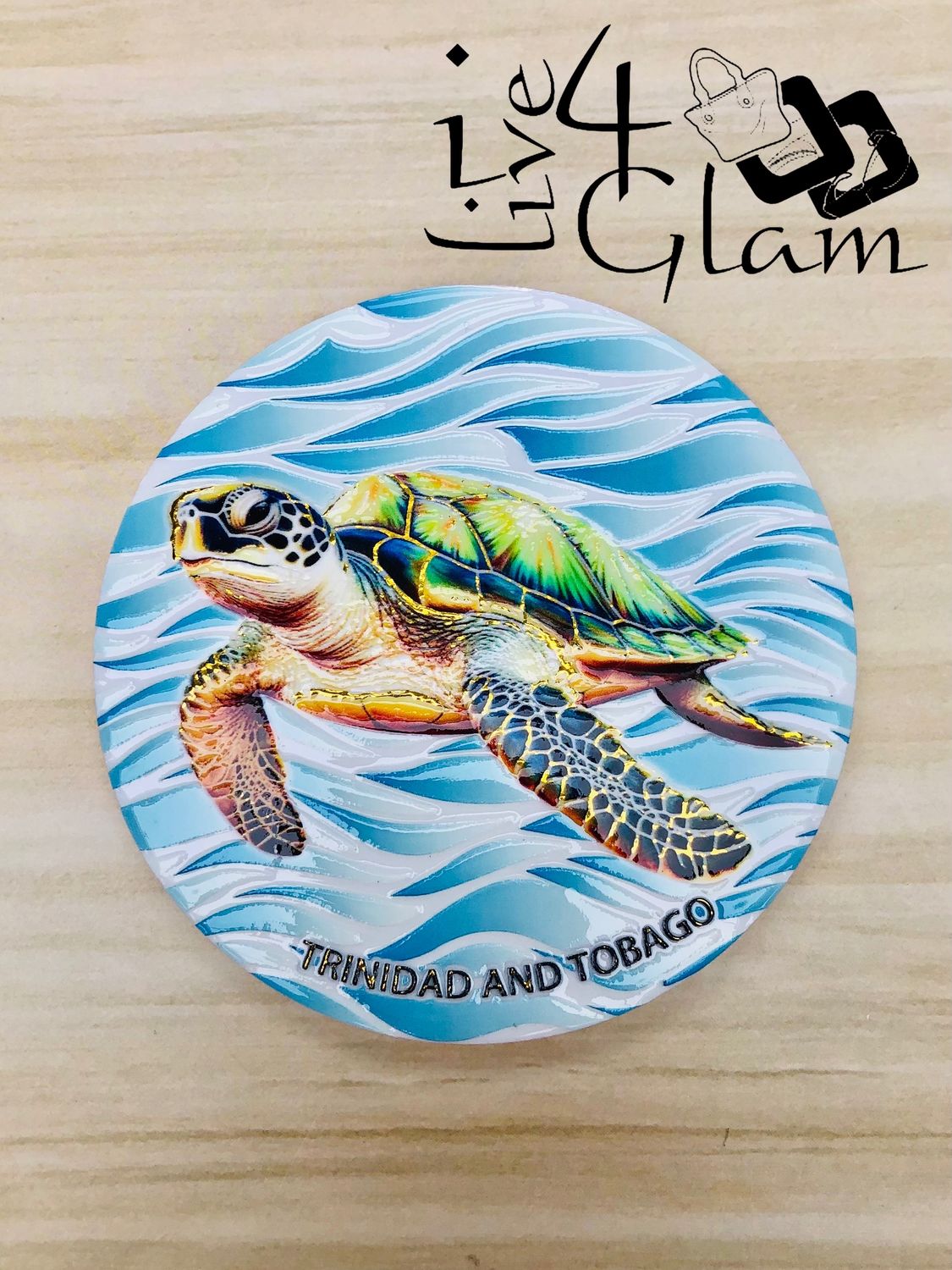 Trinidad and Tobago Sea Turtle Ceramic Coaster Style 4