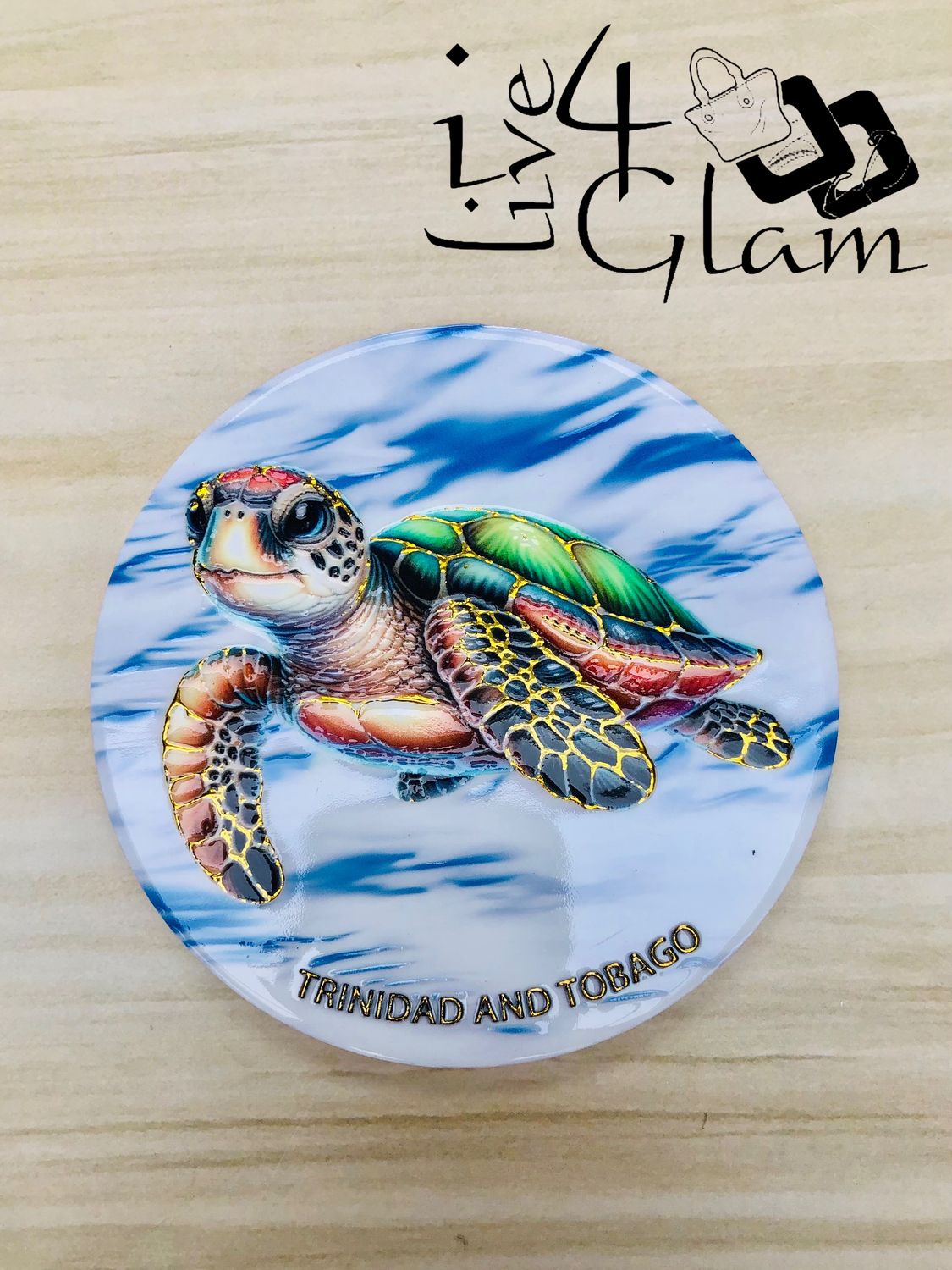 Trinidad and Tobago Sea Turtle Ceramic Coaster Style 2
