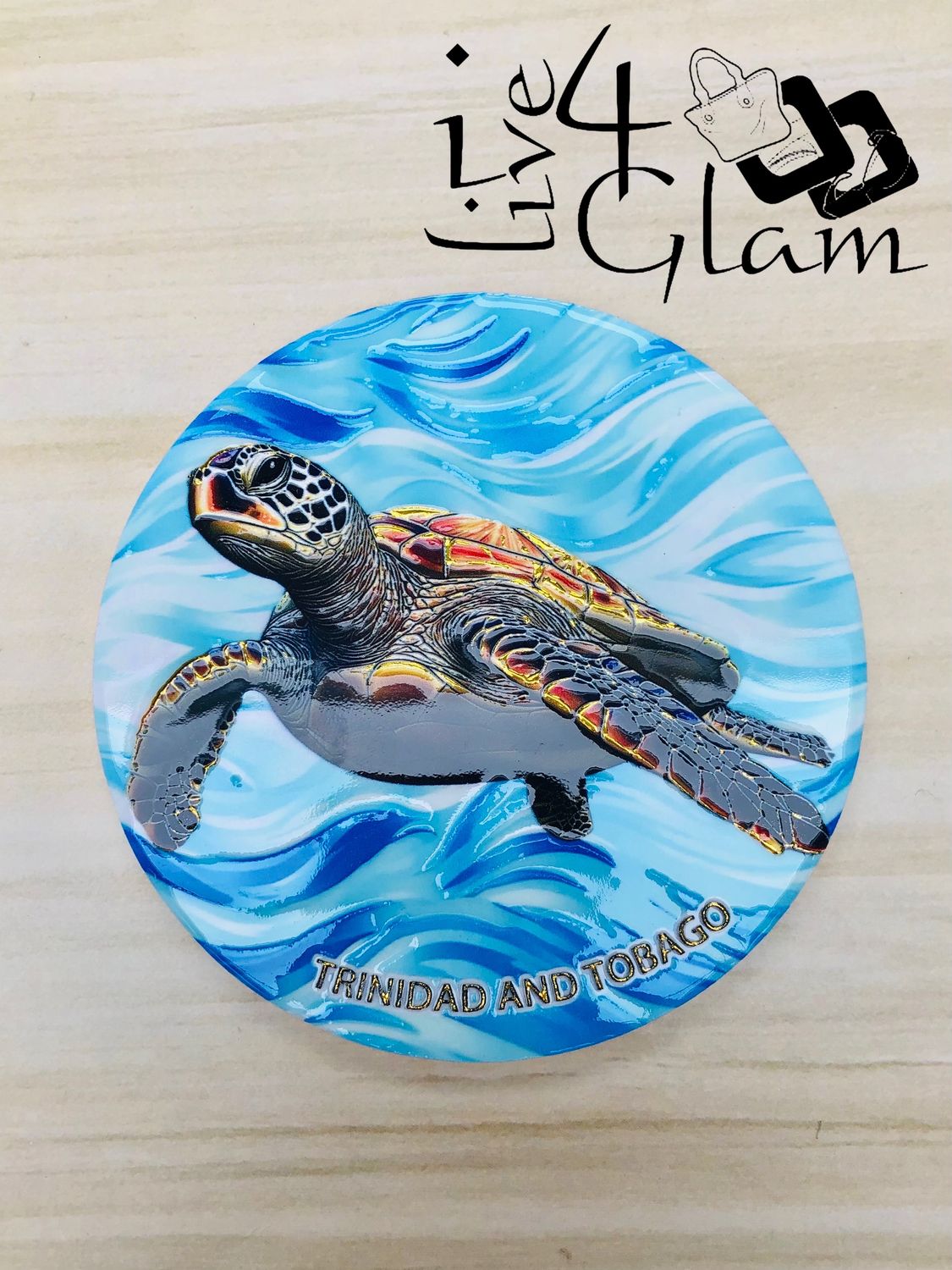 Trinidad and Tobago Sea Turtle Ceramic Coaster Style 3