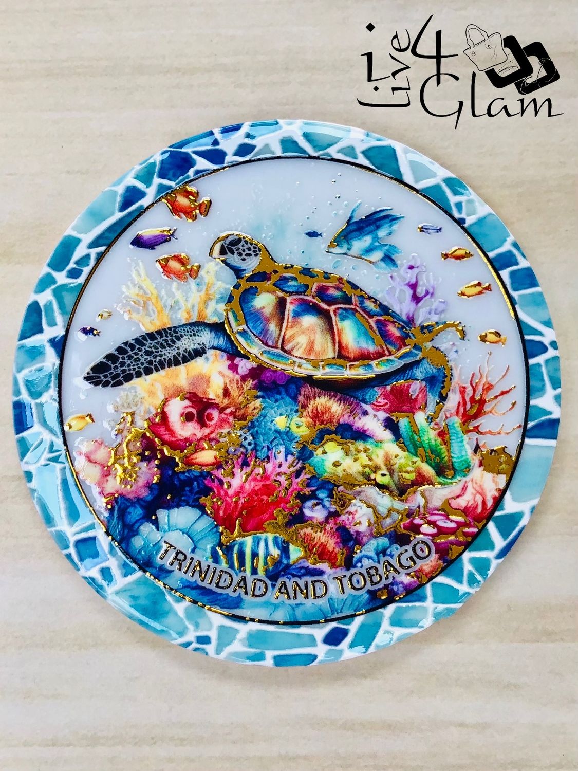 Trinidad and Tobago Sea Turtle Ceramic Magnet Style 2