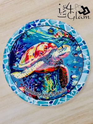 Trinidad and Tobago Sea Turtle Ceramic Magnet Style 5