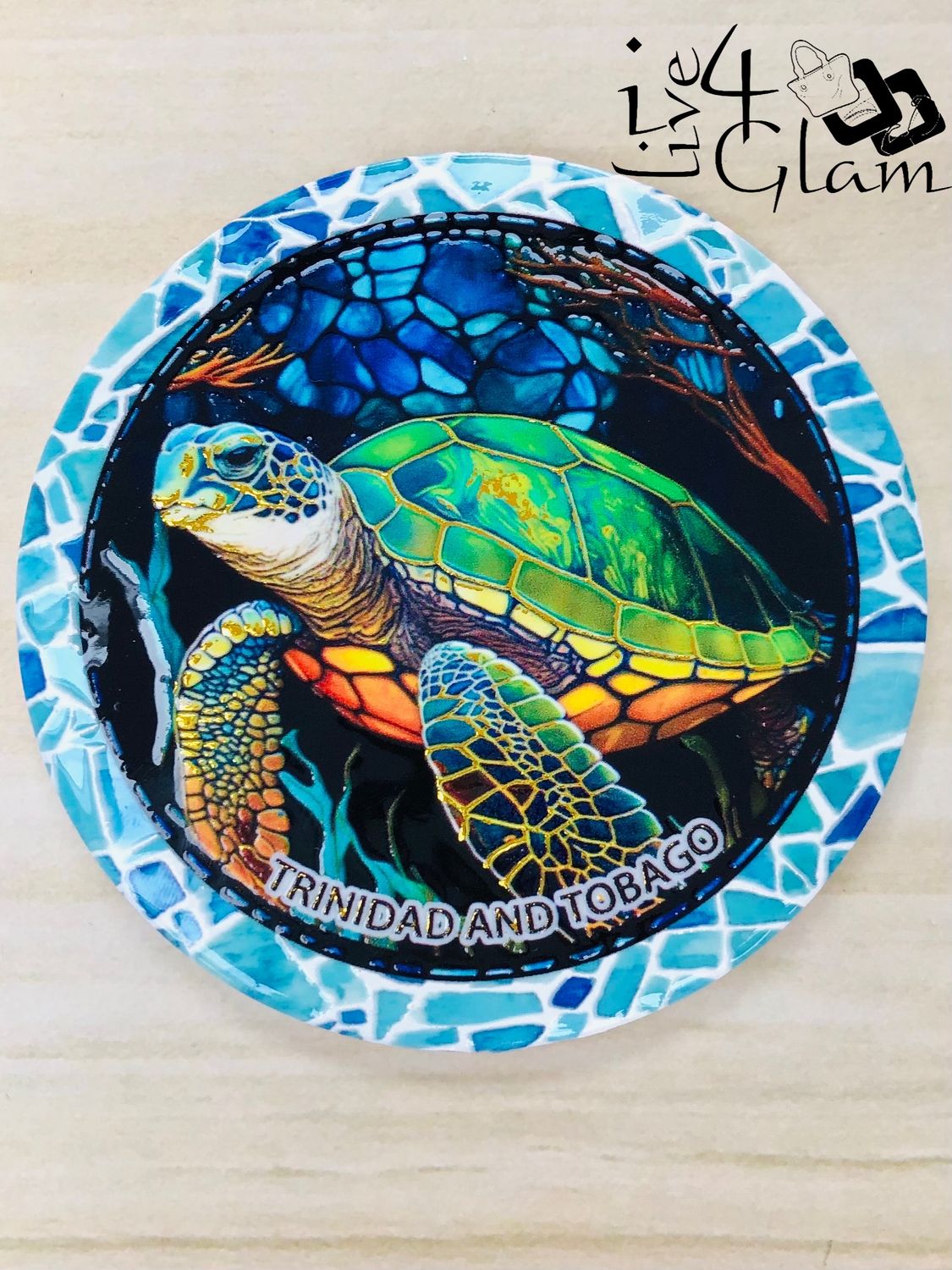 Trinidad and Tobago Sea Turtle Ceramic Magnet Style 3