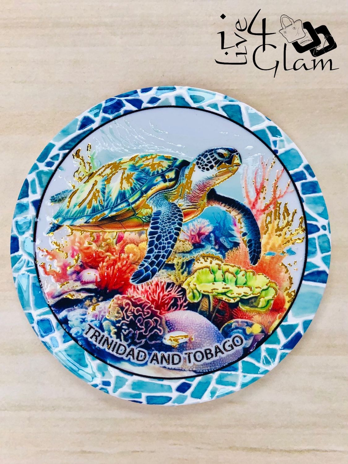 Trinidad and Tobago Sea Turtle Ceramic Magnet Style 4