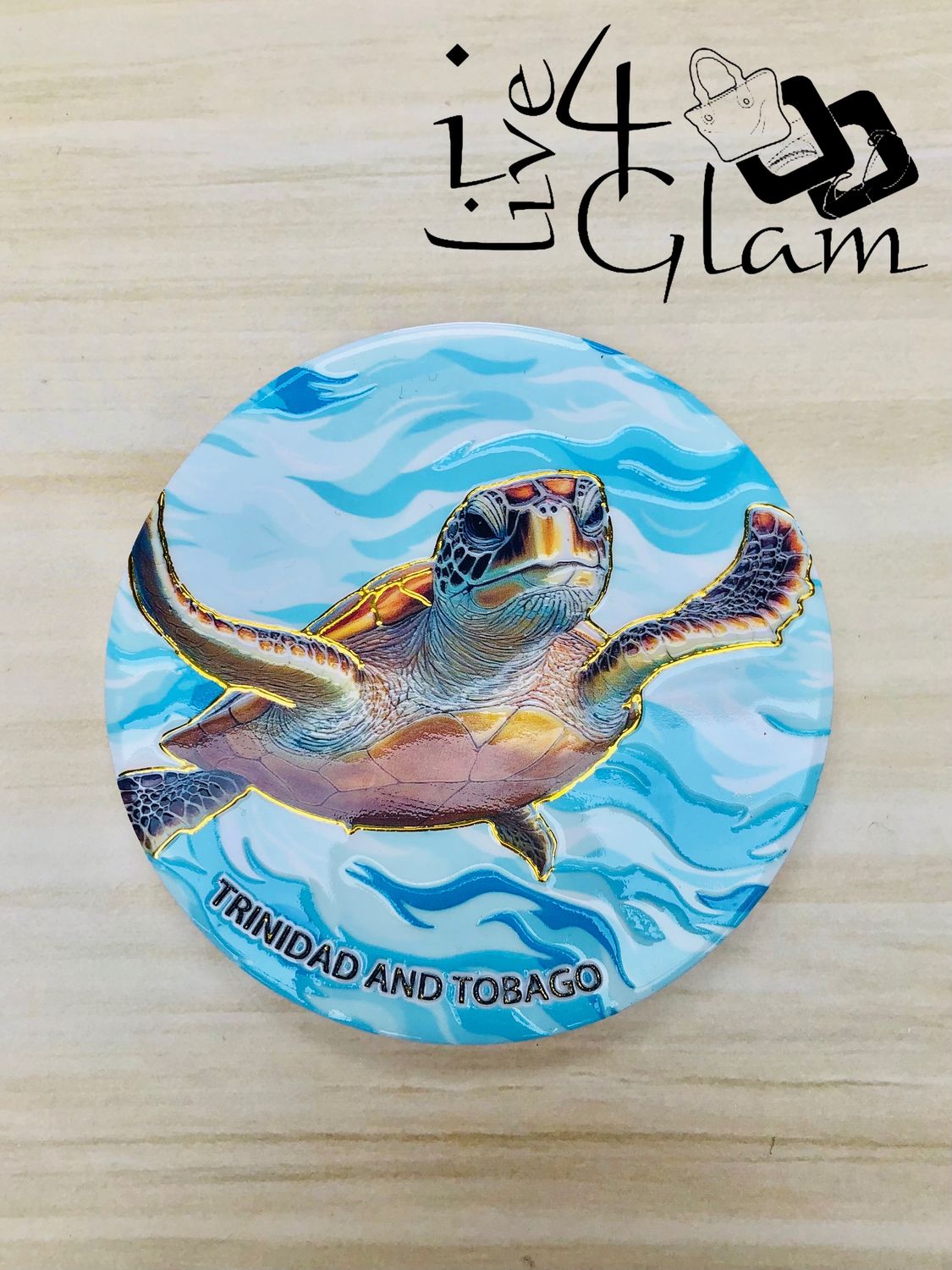 Trinidad and Tobago Sea Turtle Ceramic Coaster Style 6