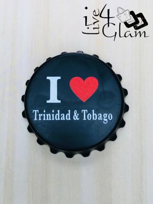 I Love Trinidad and Tobago Black Bottlecap Opener