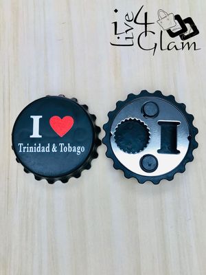 I Love Trinidad and Tobago Black Bottlecap Opener