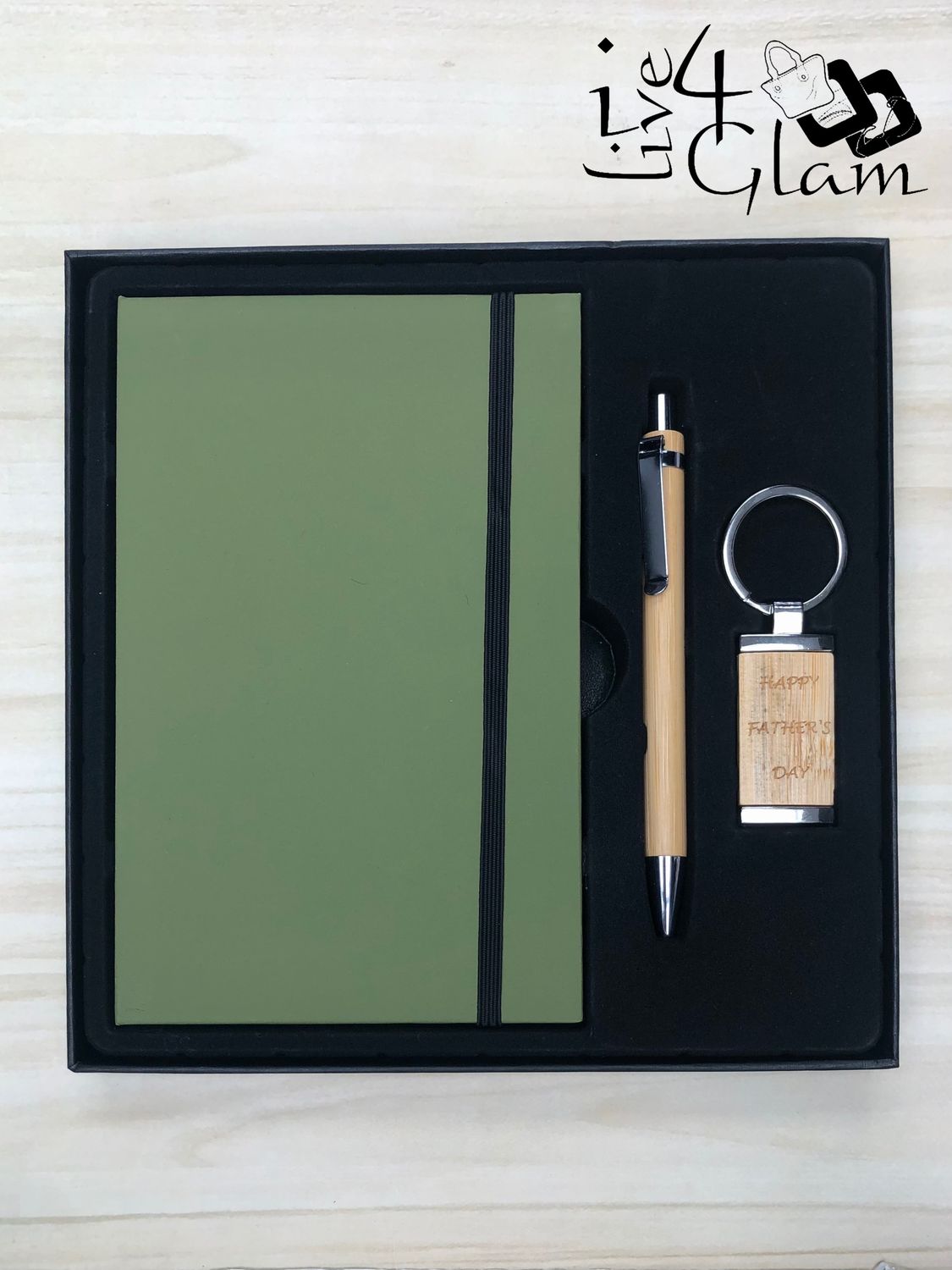 Pocket Notebook Pen and Keychain Gift Set Green