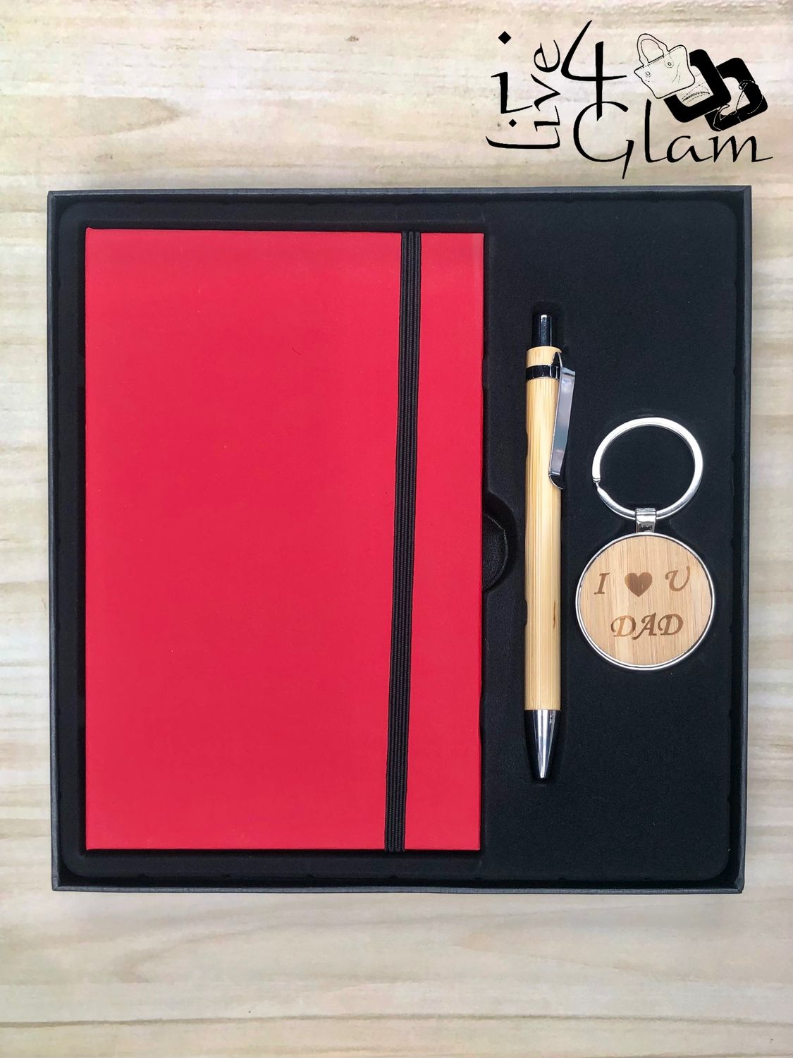 Pocket Notebook Pen and Keychain Gift Set Red
