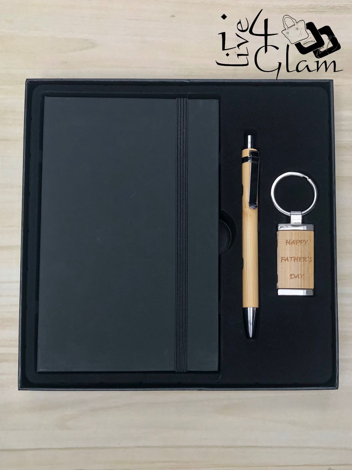 Pocket Notebook Pen and Keychain Gift Set Black Style 1