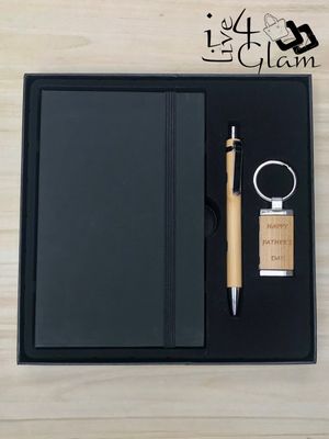 Pocket Notebook Pen and Keychain Gift Set Black Style 1