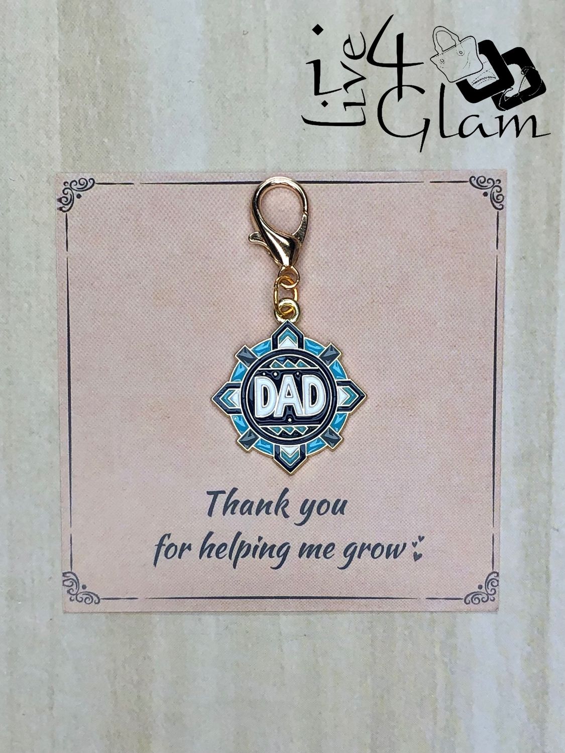 Dad Charm Keychain with Thank You Card Style 3