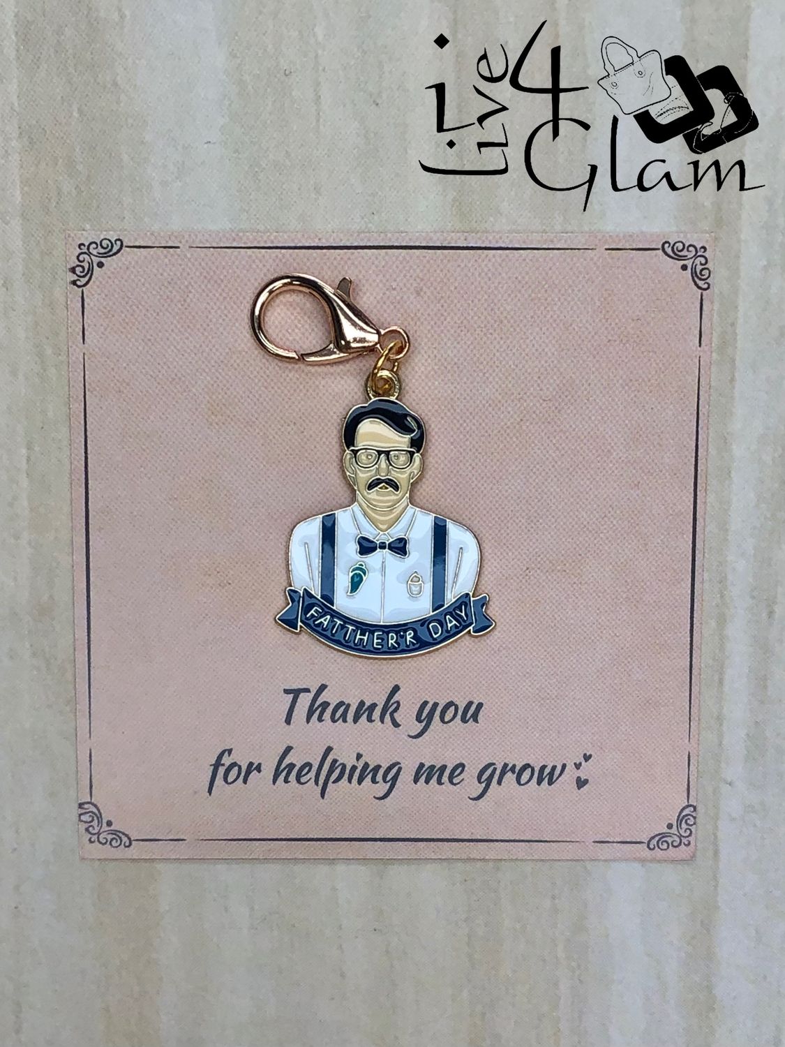 Dad Charm Keychain with Thank You Card Style 1