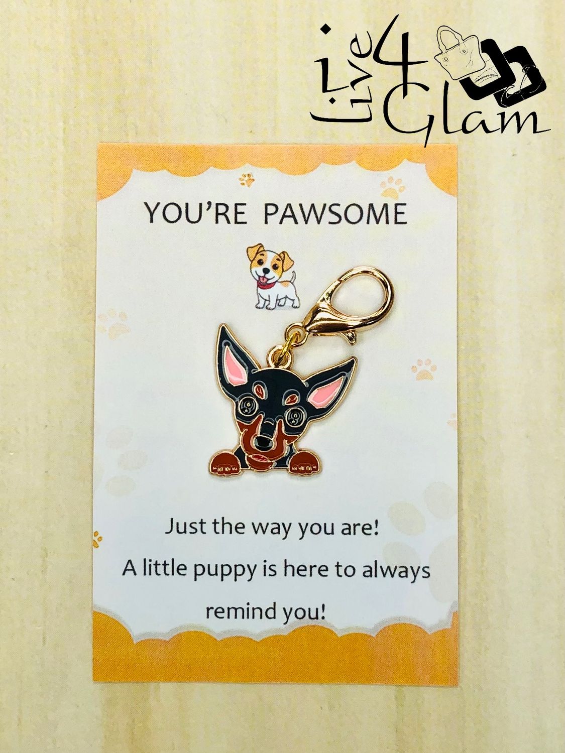 Dog Charm Keychain with Card Style 1