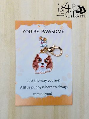 Dog Charm Keychain with Card Style 2