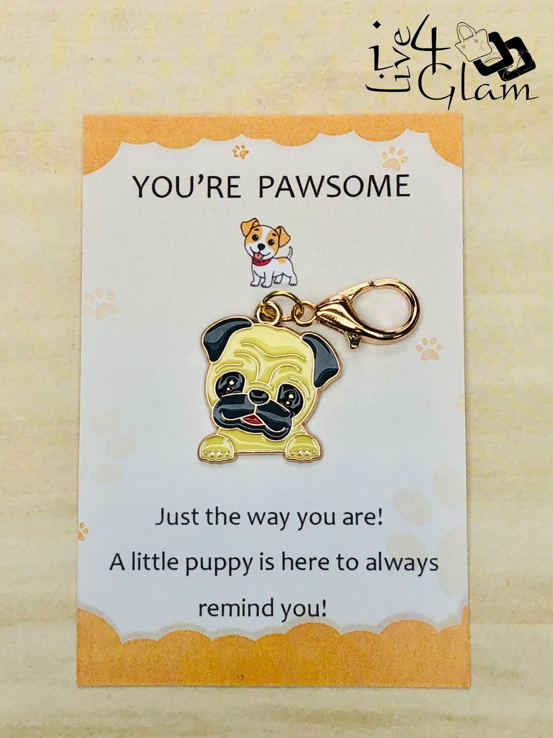 Dog Charm Keychain with Card Style 3