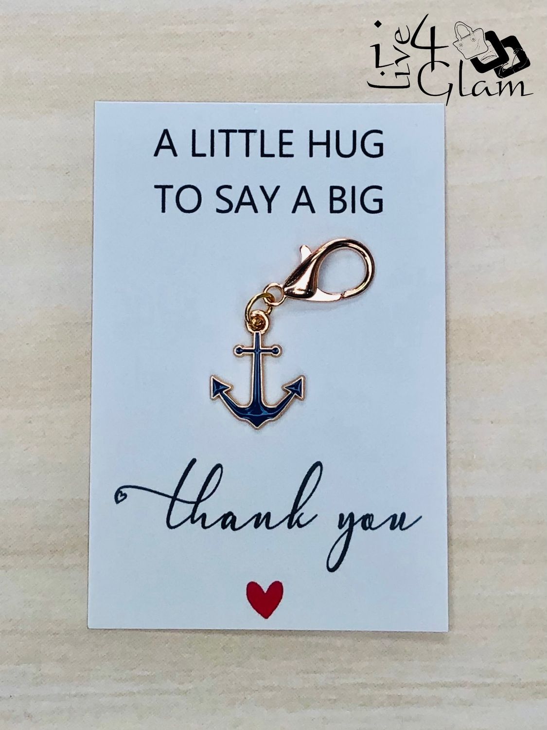 Anchor Charm Keychain with Thank You Card