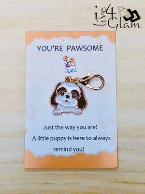 Dog Charm Keychain with Card Style 5