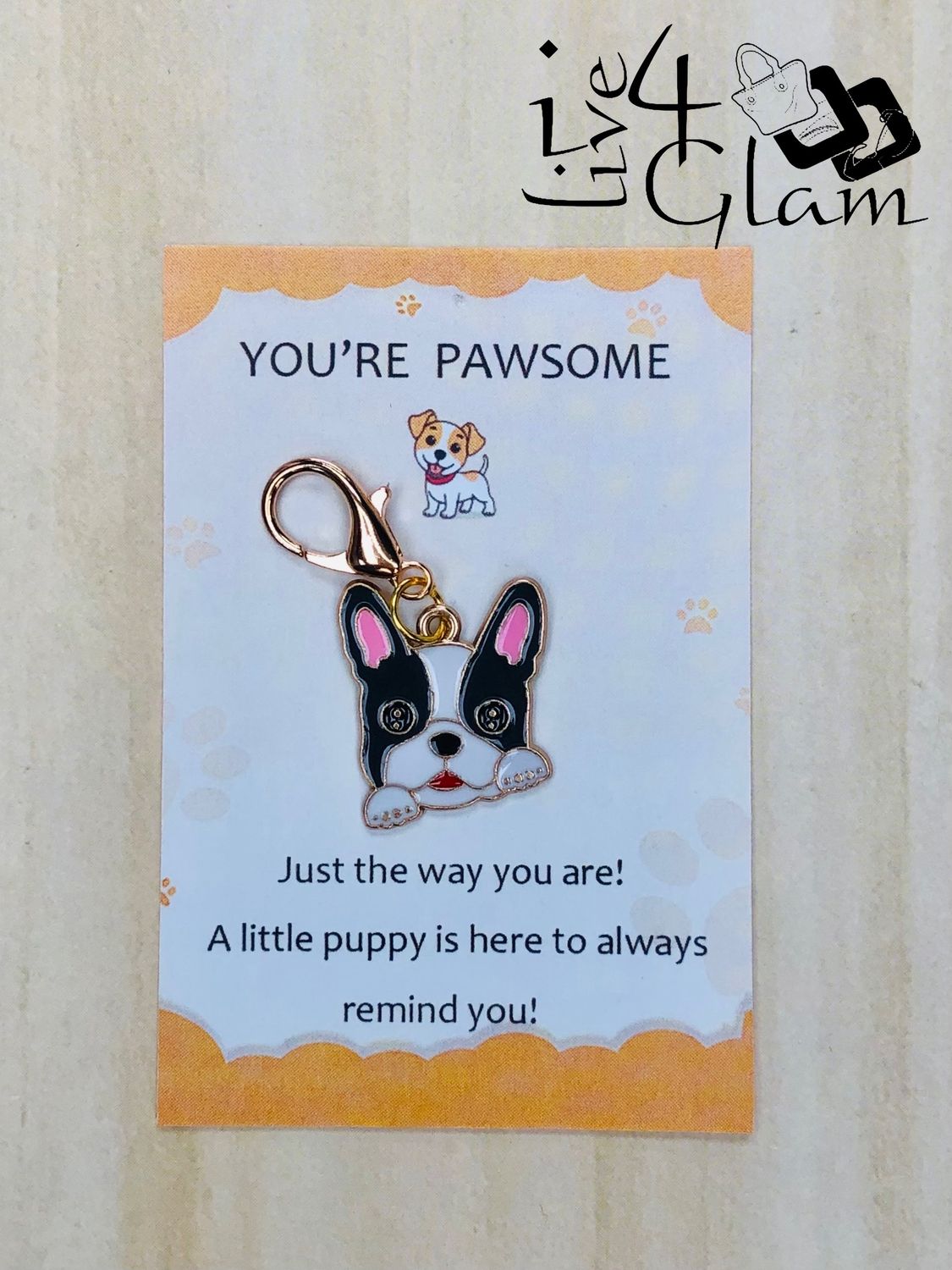 Dog Charm Keychain with Card Style 7