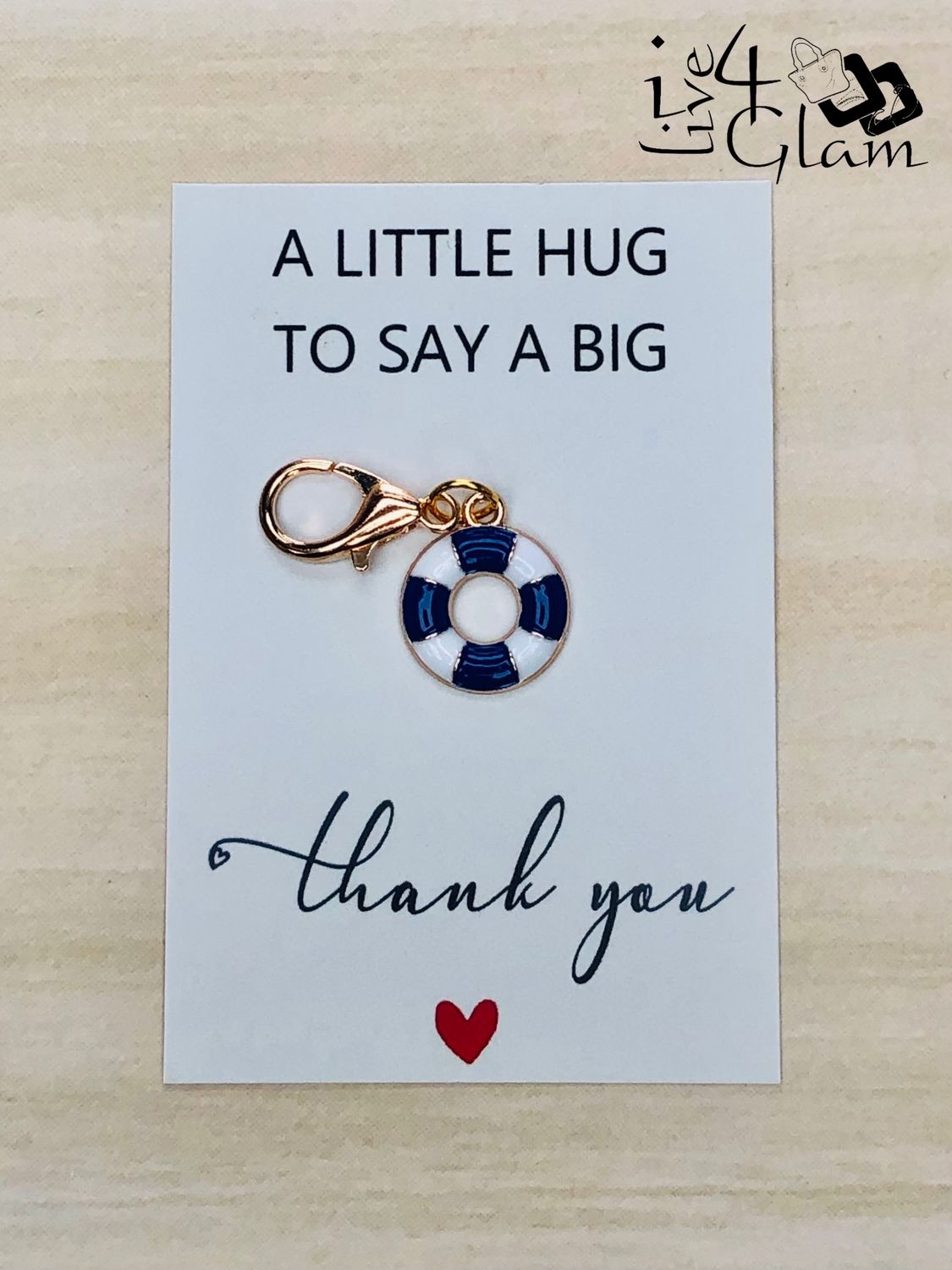 Life Saver Charm Keychain with Thank You Card