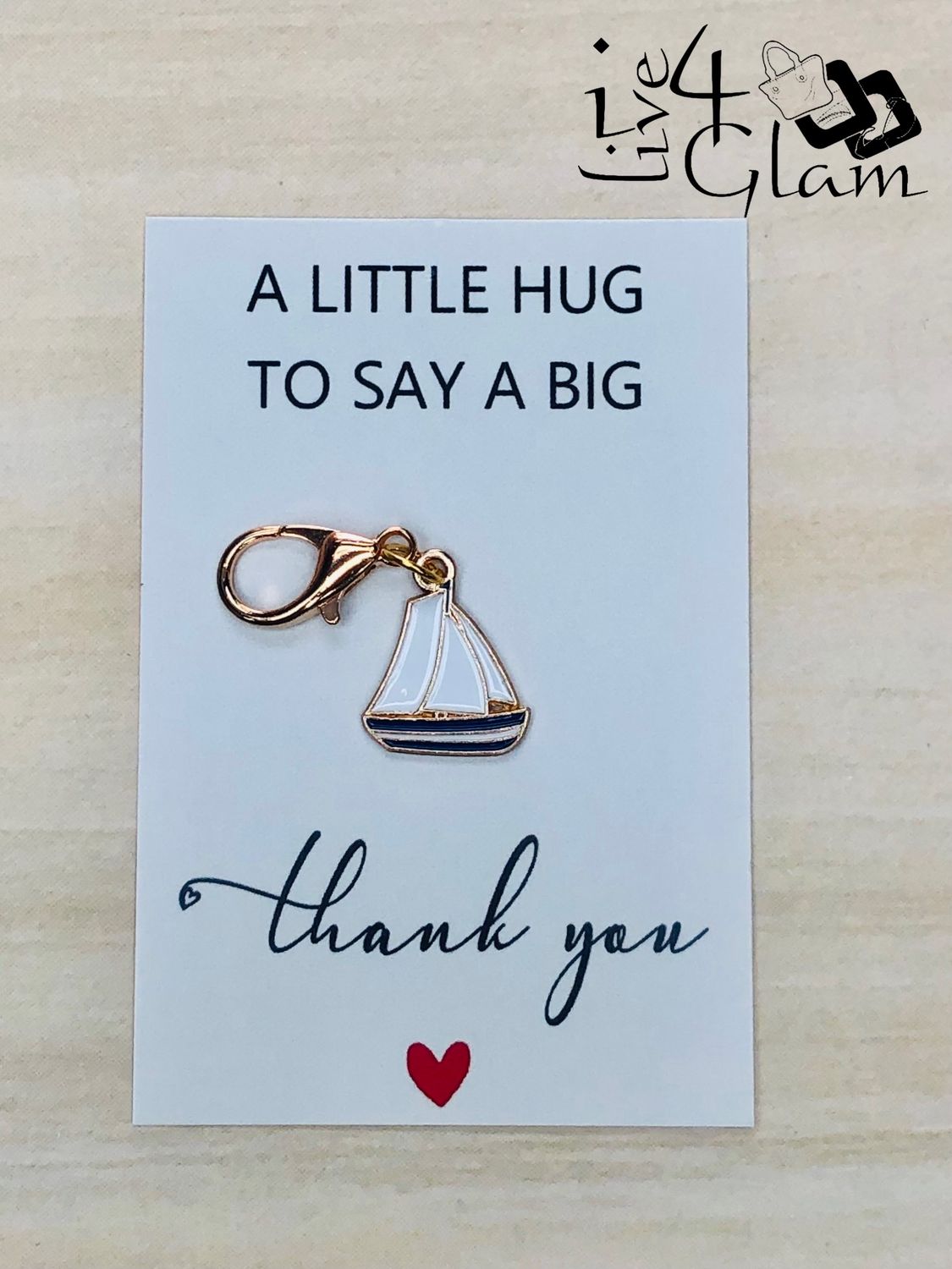 Sailboat Charm Keychain with Thank You Card