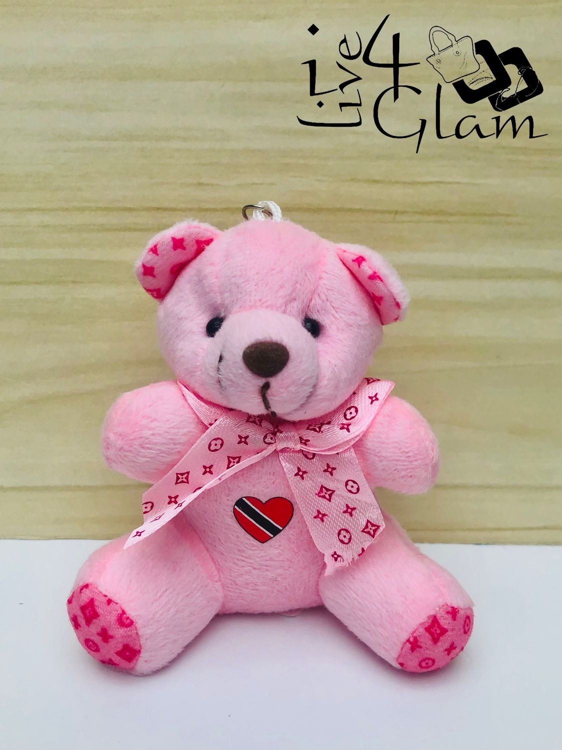 Plush Bear Souvenir Keychain Pink