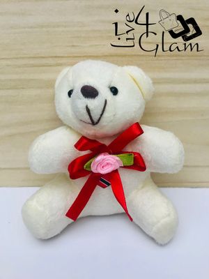 Plush Rose Bear Souvenir Keychain White