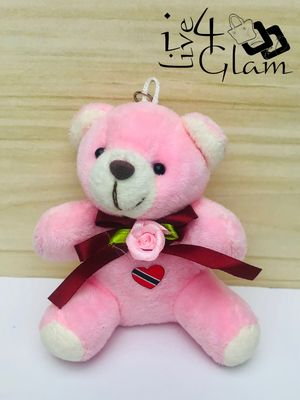 Plush Rose Bear Souvenir Keychain Pink