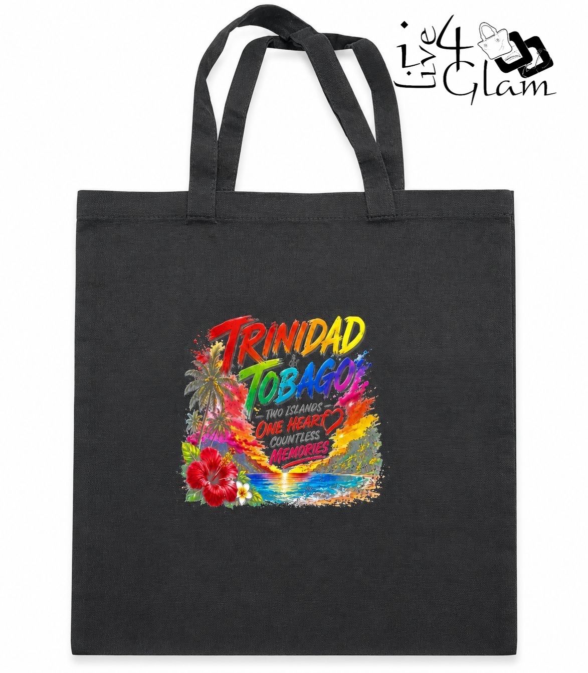 Black Canvas Tote Bag Two Islands One Heart
