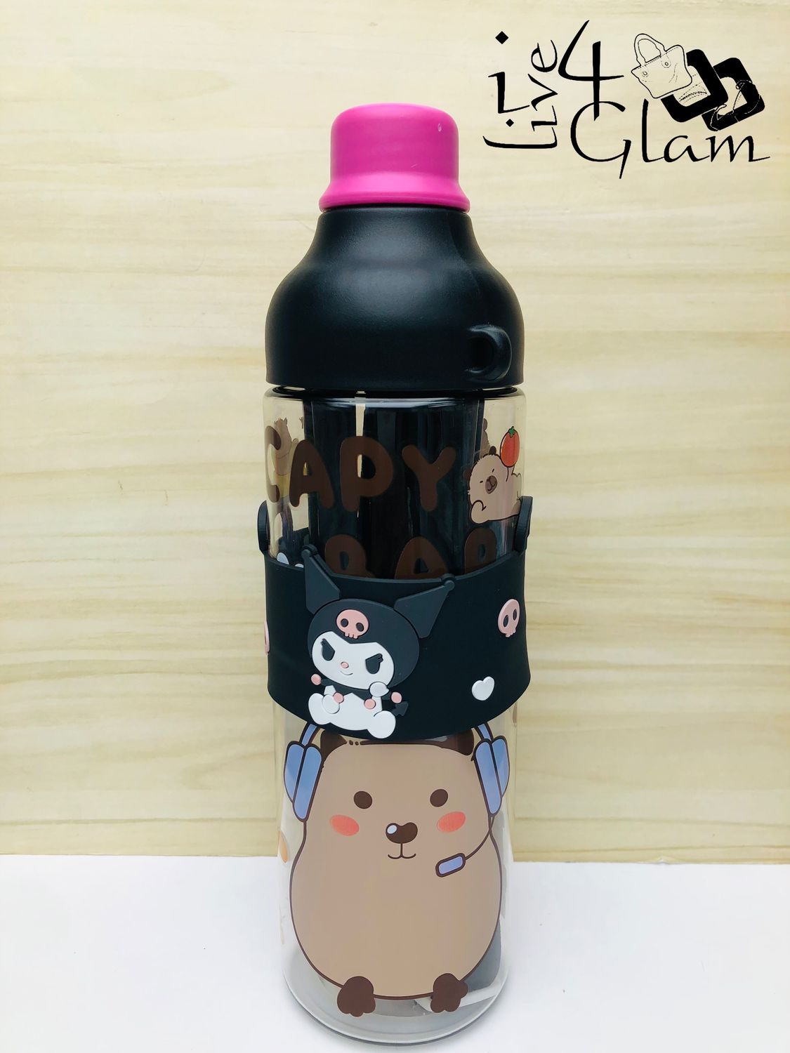 Black Capybara and Kuromi Fruit Infuser Bottle
