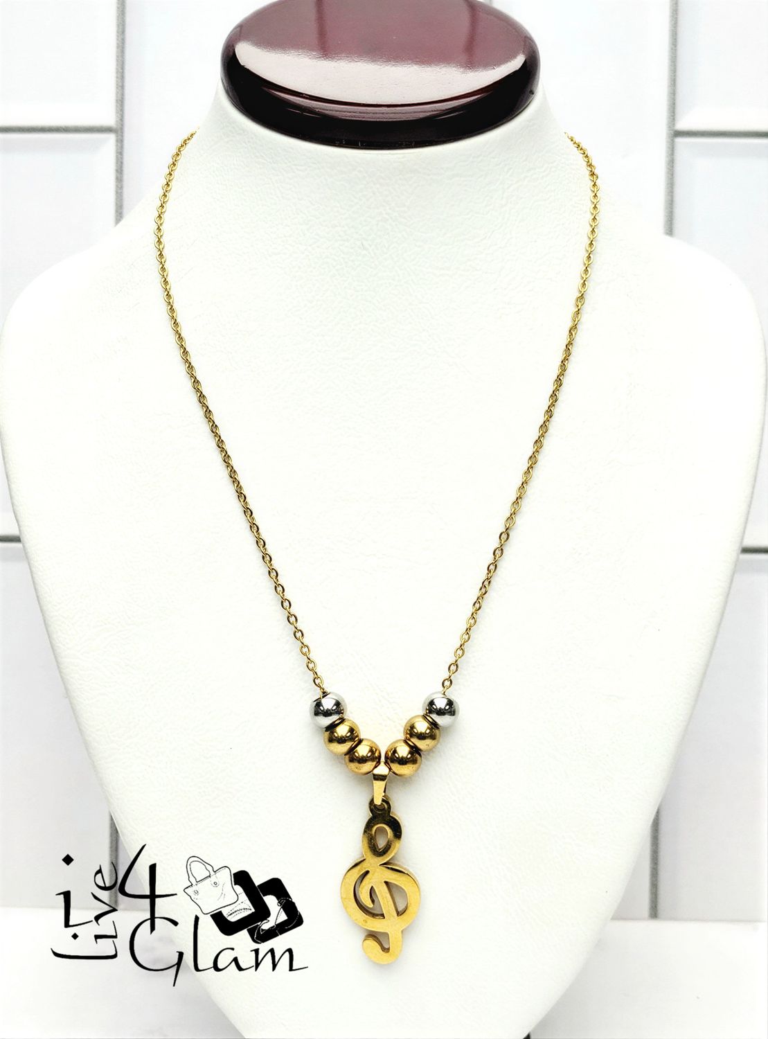 Stainless Steel Treble Clef Pendant and Chain