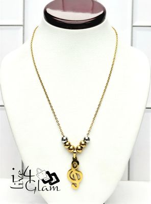 Stainless Steel Treble Clef Pendant and Chain