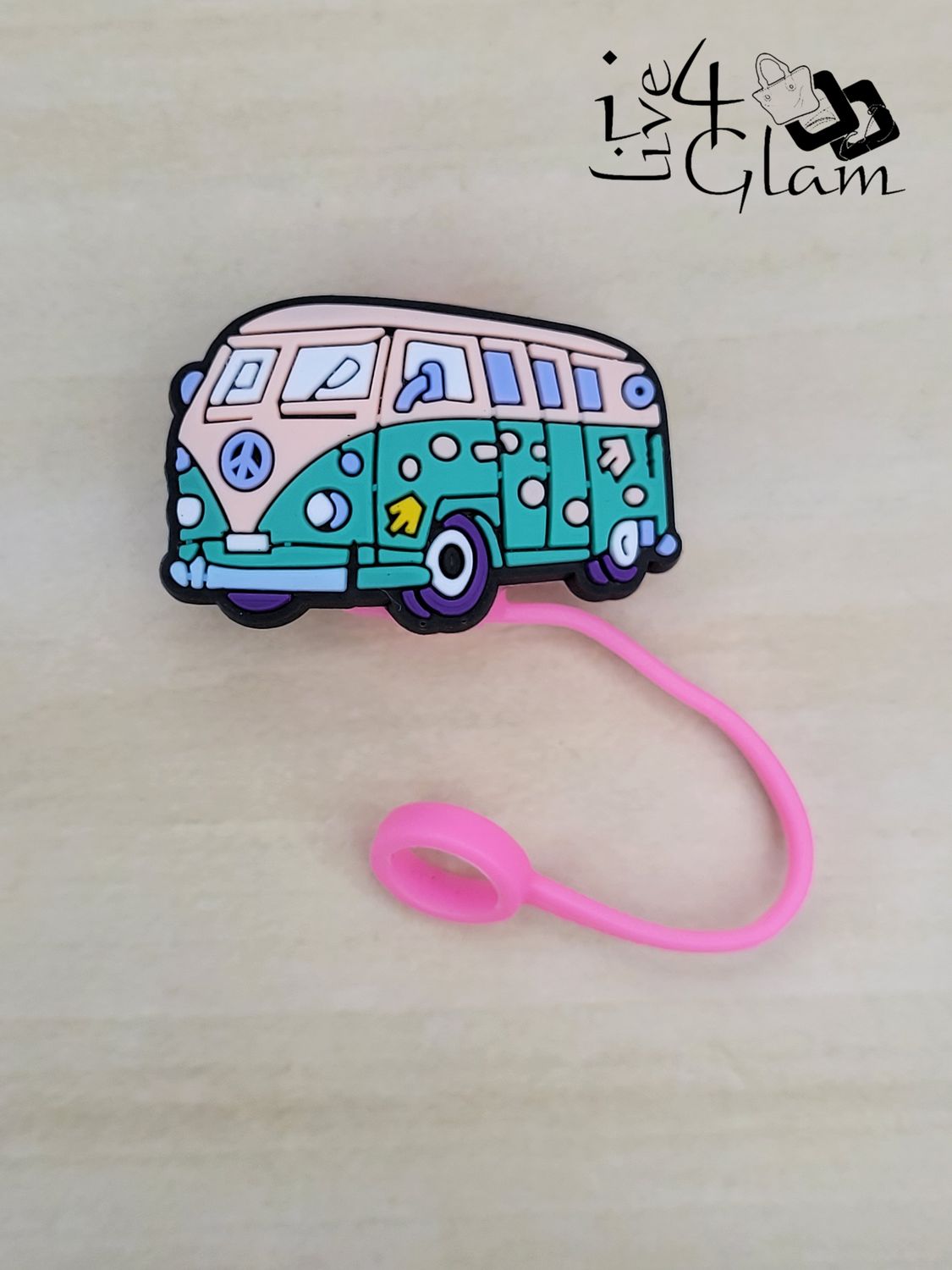 Silicone Straw Cover, Style: Pink Van