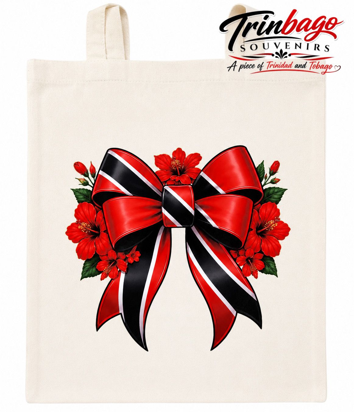 White Canvas Tote Bag Trinidad and Tobago Flag Bow