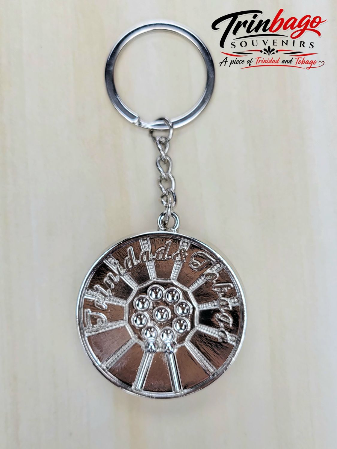 Trinidad and Tobago Silver Steelpan Opener Keychain