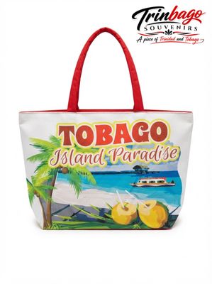 Tobago Beach Tote Bag Red