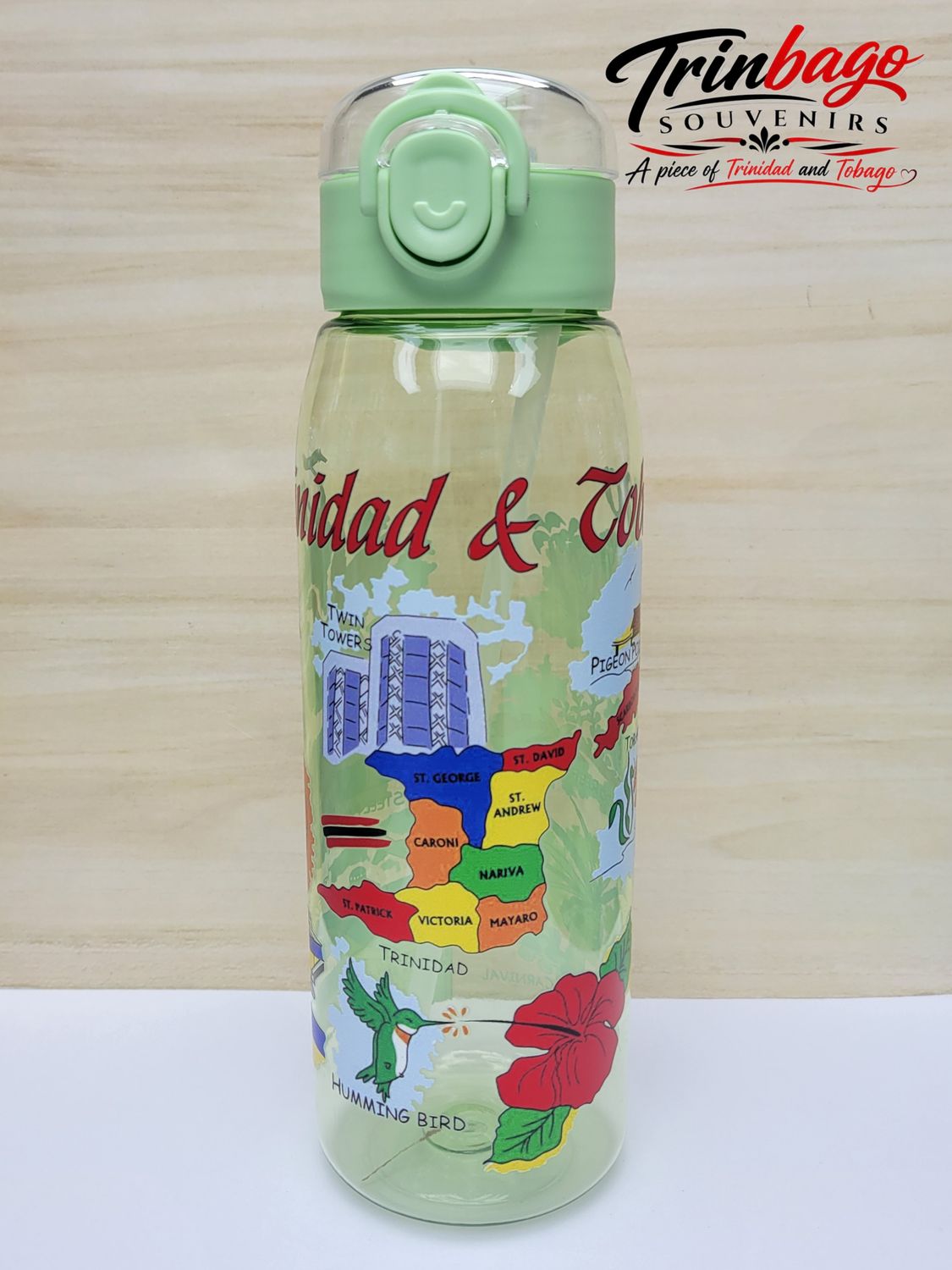 Trinidad and Tobago Water Bottle Green 800ml