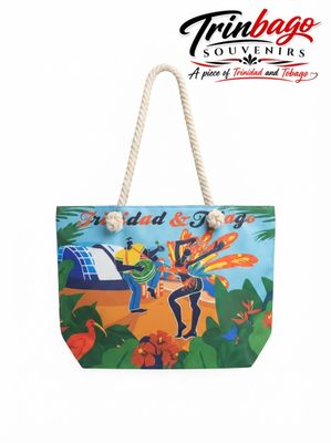 Trinidad and Tobago Rope Handle Beach Bag Red