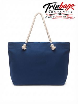 Trinidad and Tobago Rope Handle Beach Bag Dark Blue