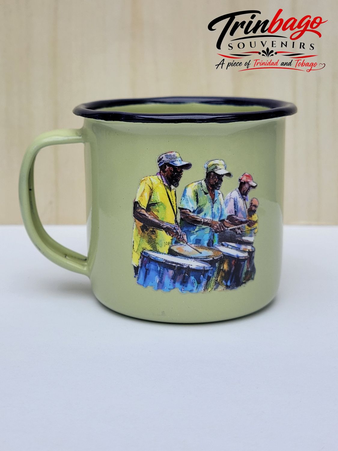 Mini Enamel Cup Green Steelpan Players