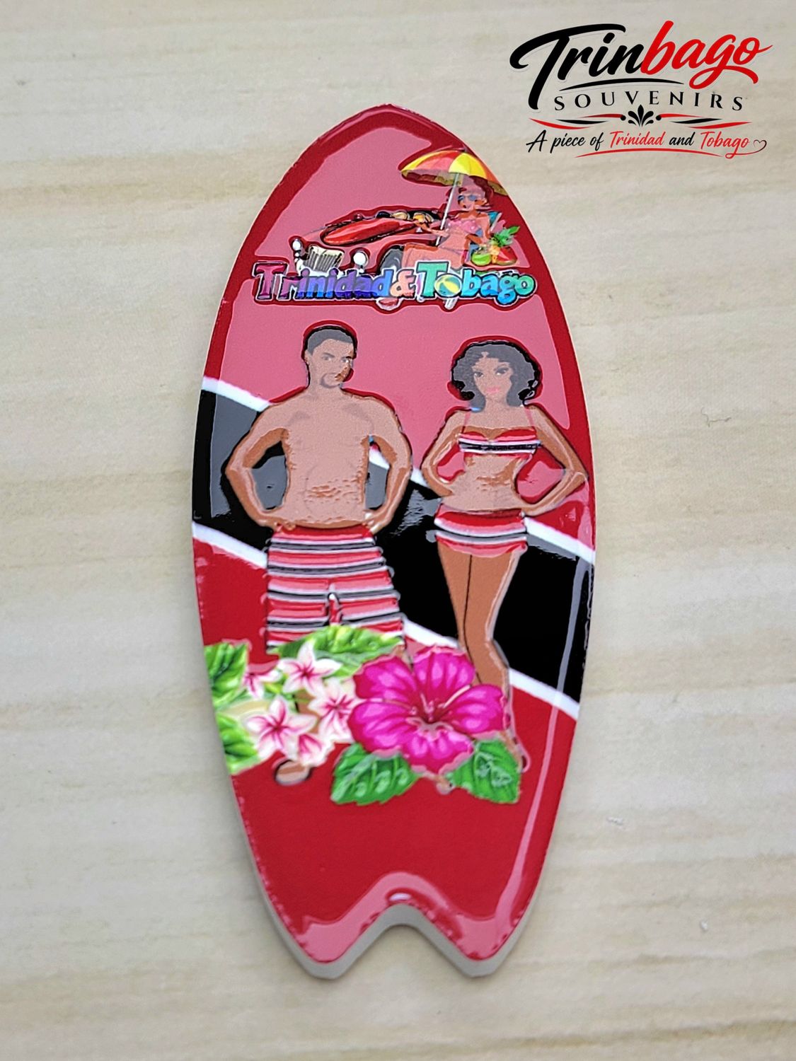 Trinidad and Tobago Souvenir Surfboard Magnet Style 1