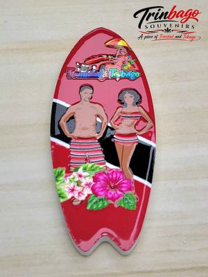 Trinidad and Tobago Souvenir Surfboard Magnet Style 1