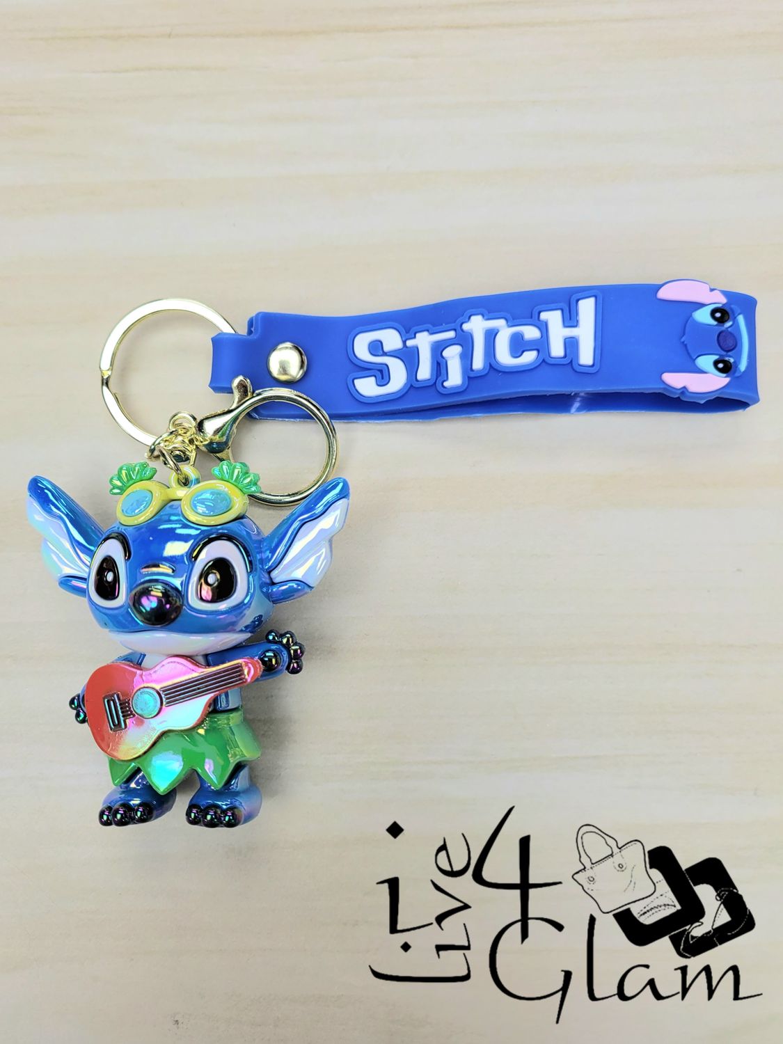Iridescent Stitch Keychain Guitar