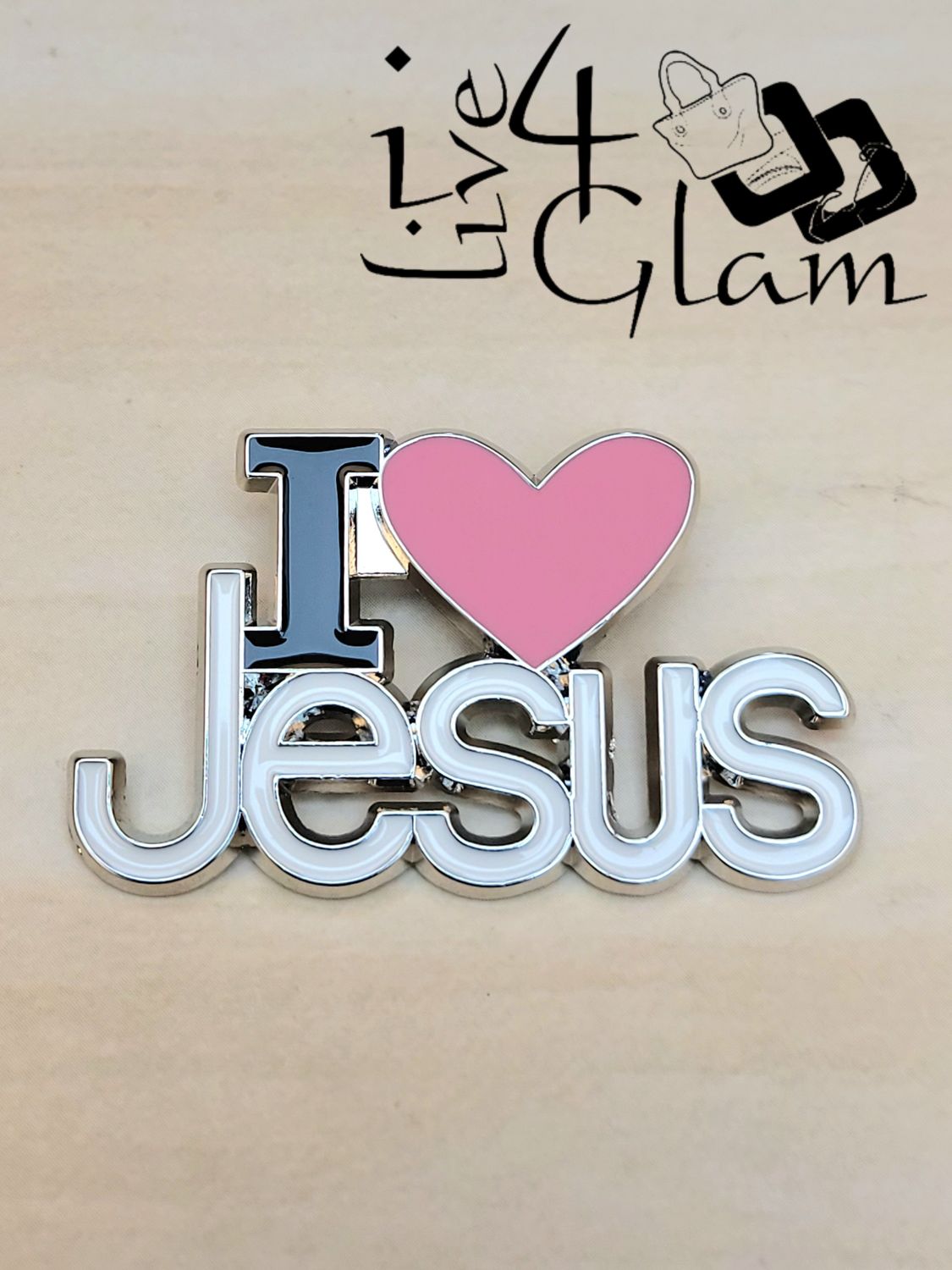 Enamel Pin I Heart Jesus Silver Toned
