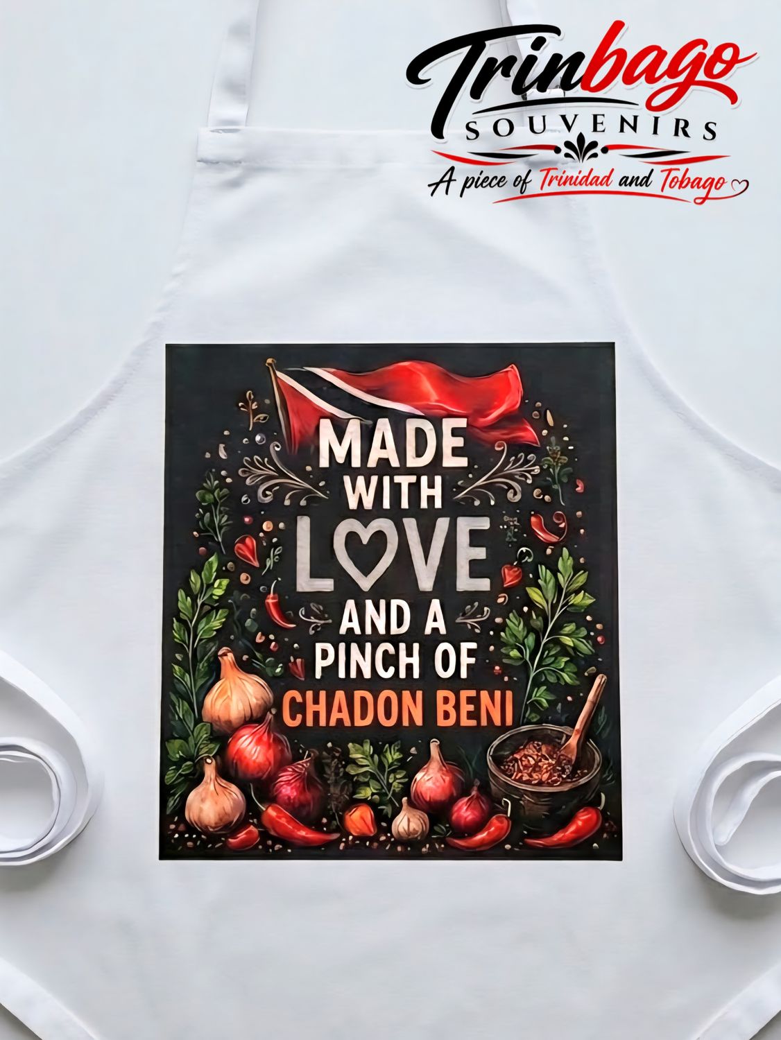 Made with Love and Chadon Beni Apron White