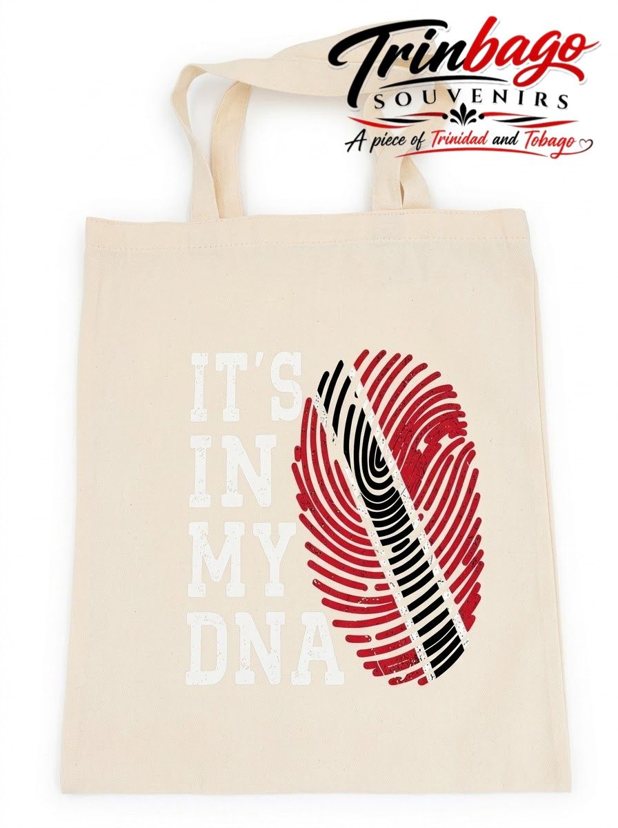 White Canvas Tote Bag Trinidad and Tobago Flag Fingerprint