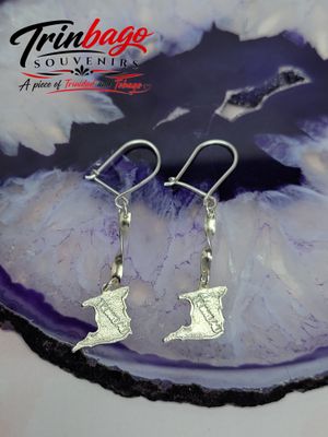 Sterling Silver Handmade Trinidad Map Earrings 3cm