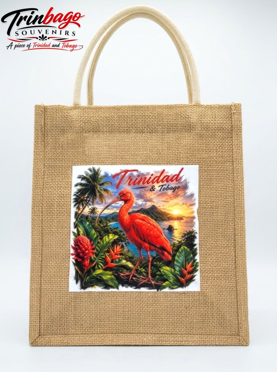 Scarlet Ibis Dual Print Jute Tote Bag